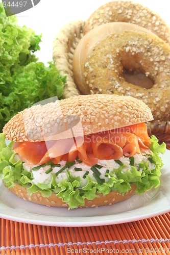 Image of Bagel with cream cheese and salmon