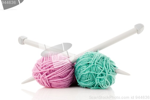 Image of Green and pink  knitting wool