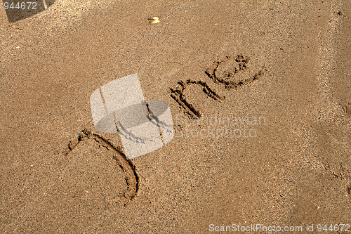 Image of Text on the sand