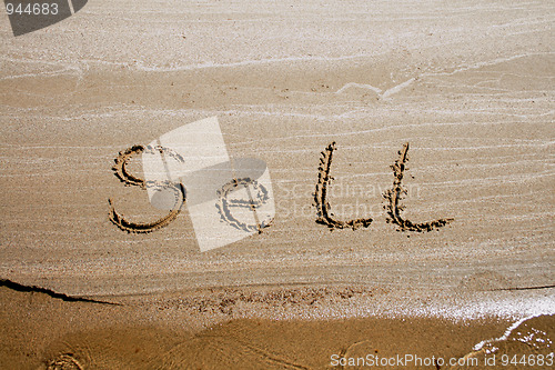 Image of Text on the sand