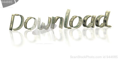 Image of Text "download" made by dollars isolated on white