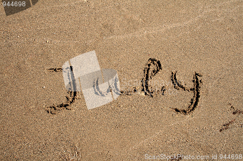 Image of Text on the sand