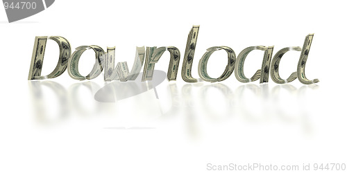 Image of Text 'download' made by dollars isolated on white