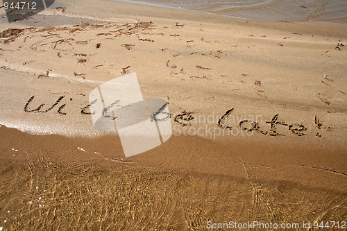 Image of Text on the sand