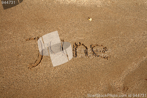 Image of Text on the sand