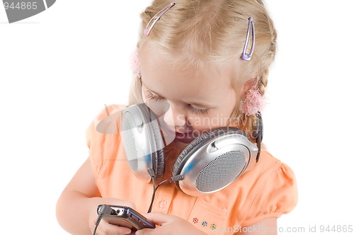 Image of Little girl with headphones