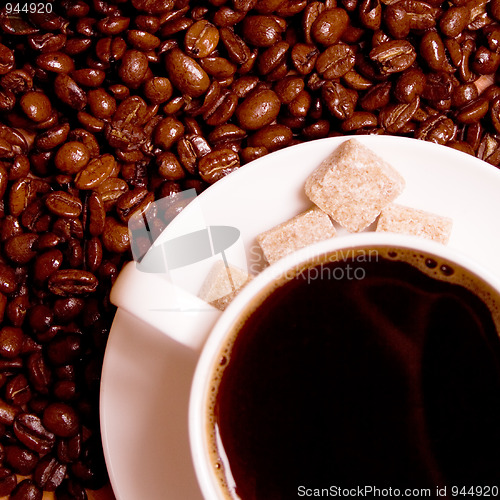 Image of coffee and shugar cubes 