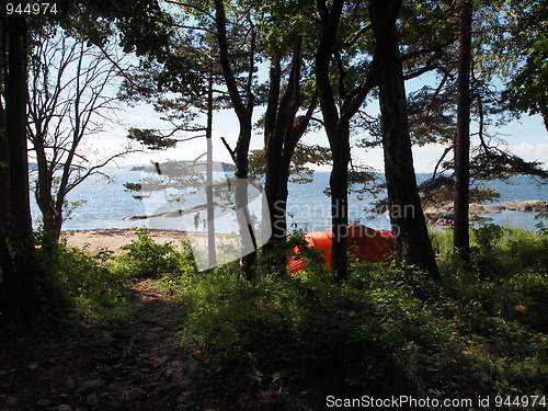 Image of camping on the coast