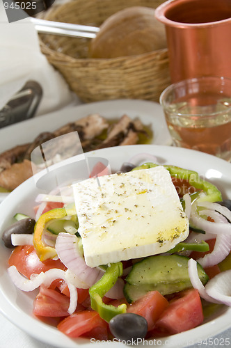 Image of greek salad in the greek islands