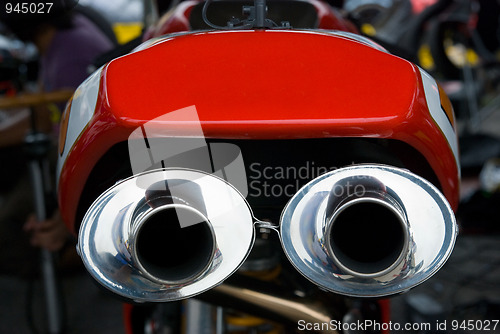 Image of Exhaust pipes of racing motorbike