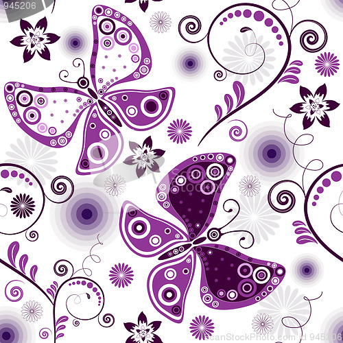 Image of Repeating floral white-violet pattern
