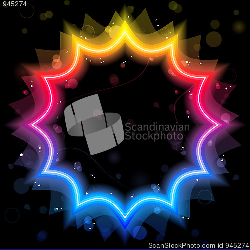 Image of Rainbow Star Border with Sparkles and Swirls.