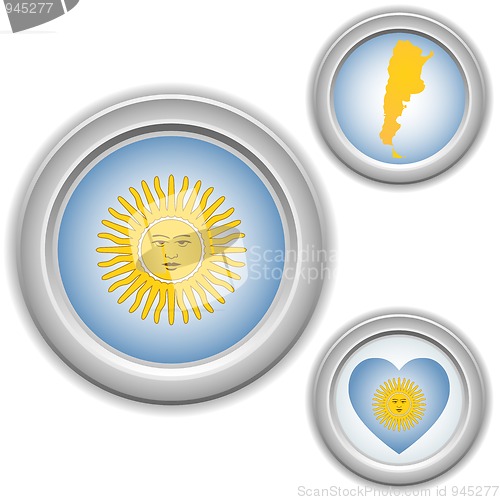 Image of Argentina Buttons with heart, map and flag