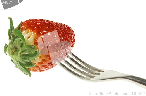 Image of Strawberry on fork