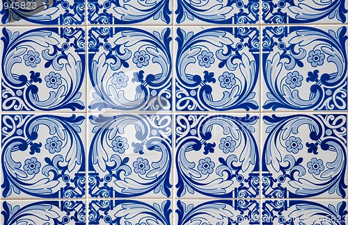 Image of Traditional Portuguese glazed tiles