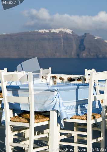 Image of restaurant view of santorini