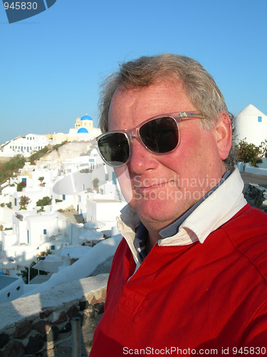 Image of tourist in the greek islands santorini