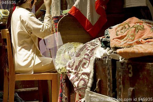 Image of chinese opera dummy makeup at backstage