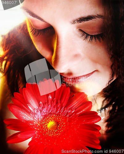 Image of Girl with a red flower