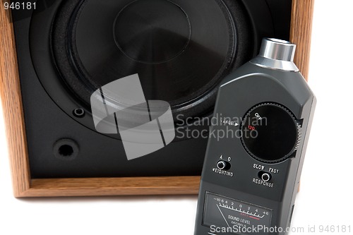 Image of sound level meter with speaker