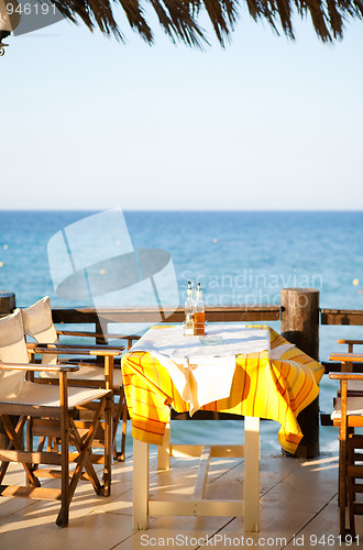 Image of Outdoor restaurant table in Greece