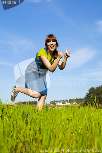 Image of Happy woman on nature
