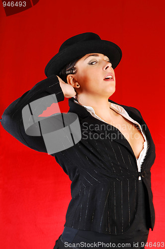 Image of Business lady with hat.