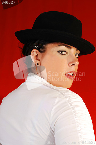 Image of Business lady with hat.