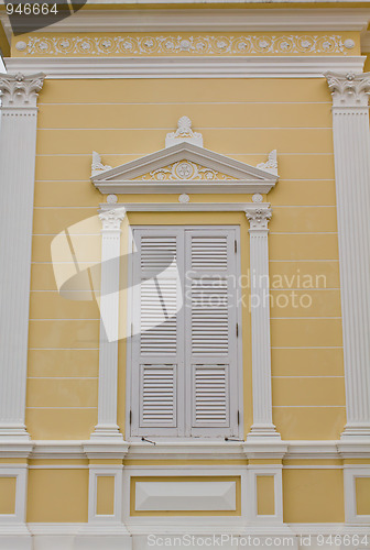 Image of White Window on Background Yellow