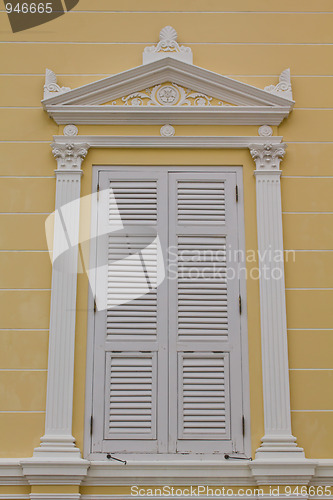 Image of White Window on Background Yellow