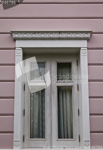 Image of White Window on Background Violet