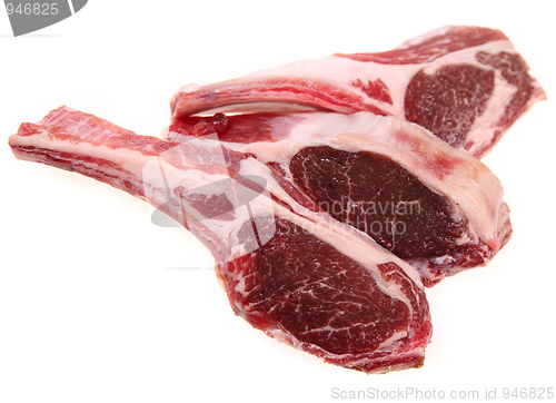 Image of Three lamb rib chops isolated