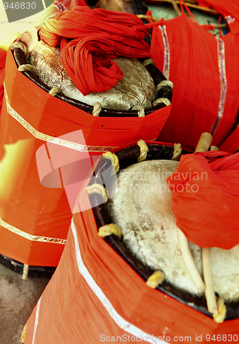 Image of Indian drums at temple festival