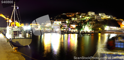 Image of Agia Galini harbour at night