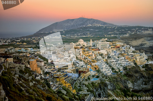 Image of Santorini at dusk