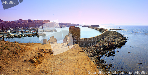 Image of Hania harbour and town