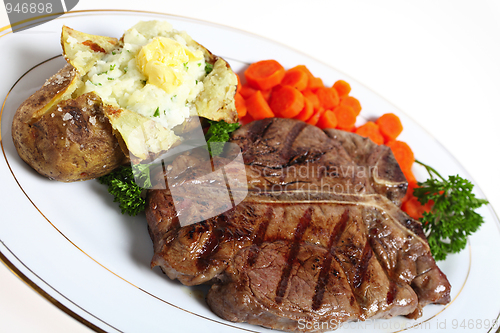 Image of T-bone steak dinner