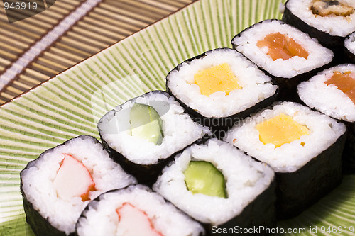 Image of Japanese sushi on a plate 