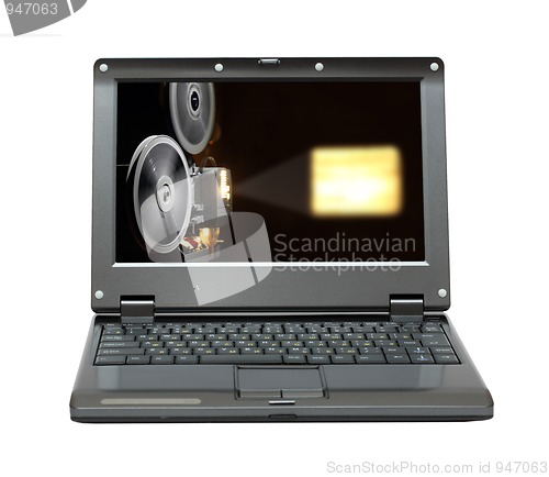 Image of laptop with old projector