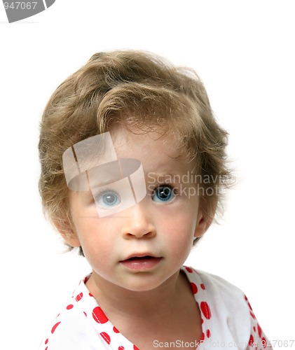 Image of baby looking up portrait