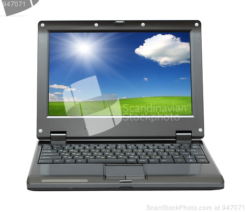 Image of laptop wheat field