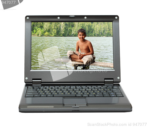 Image of laptop with vacations theme
