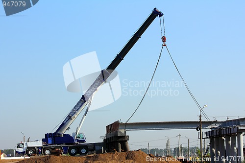 Image of crane on the construction of overpass