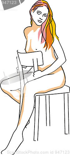 Image of Drawing female act in the chair
