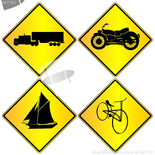 Image of Metalic transport signs set