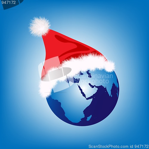 Image of Santa hat on globe