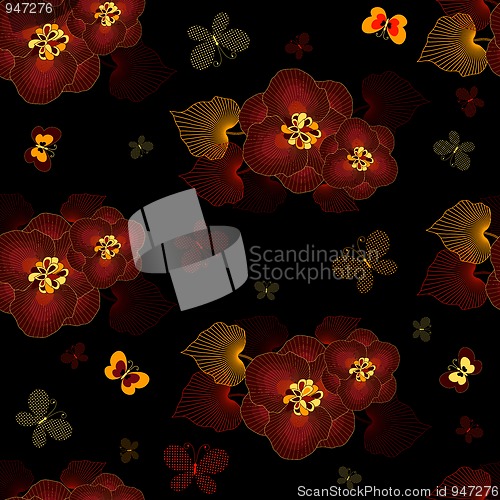 Image of Seamless black floral pattern