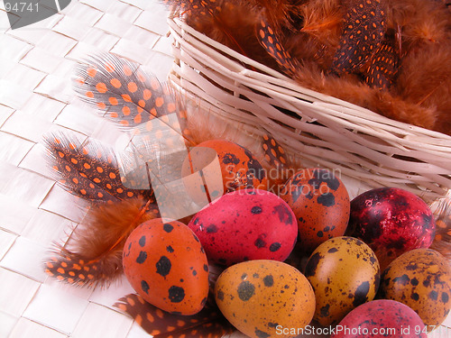 Image of colorful quail eggs