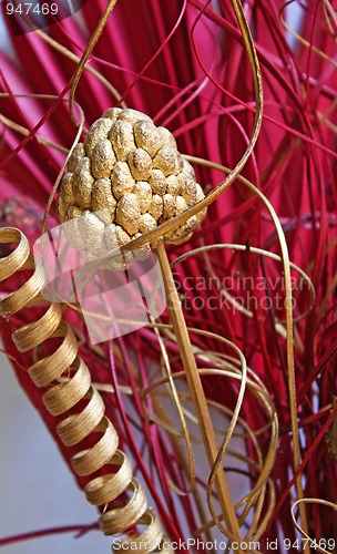 Image of Glittering red and golden Christmas decoration