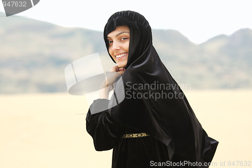 Image of Smiling woman in shawl